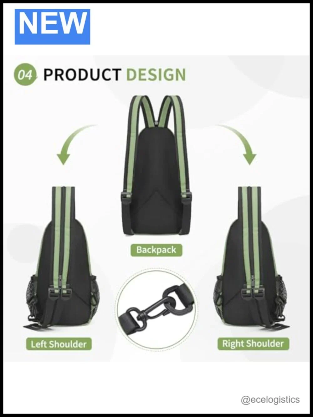 Convertible Sling Backpack Crossbody Lightweight Daypack for Travel Hiking